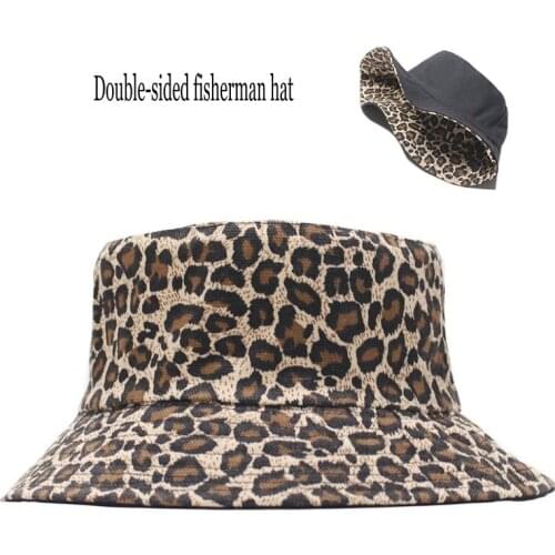 Bucket Hats Women Men Leopard Printed Fisherman Hat Reversible Outdoor Sunscreen Cap Double-sided Wear Fashion Unisex SA699