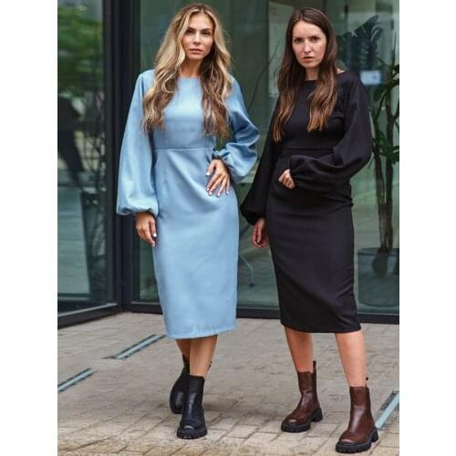 Toppies 2021 New Backless Dress Solid Color Zipper Casual Long Sleeve Dress for Women Sexy Party Style Clothing