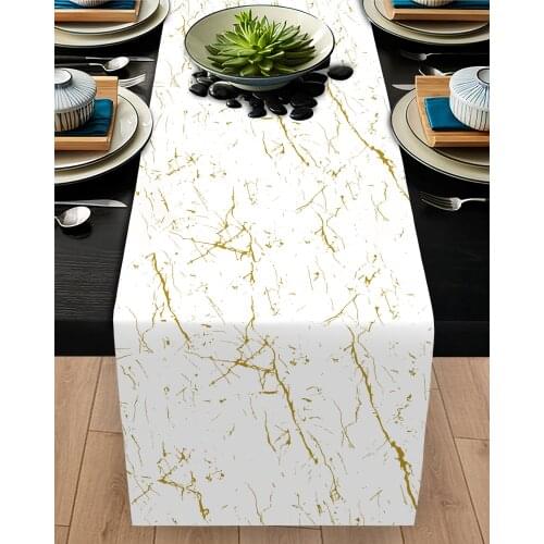 Runner drape table Living Room Kitchen White Gold Line patterned micro fabric cover runner pattern Free Shipping