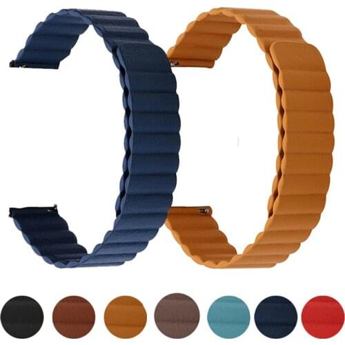 20mm 22mm Leather Strap for Huami Amazfit GTR 2 47mm 42mm Magnetic Bracelet Band for Amazfit Stratos 3 GTS Bip S Belt Watchbands
