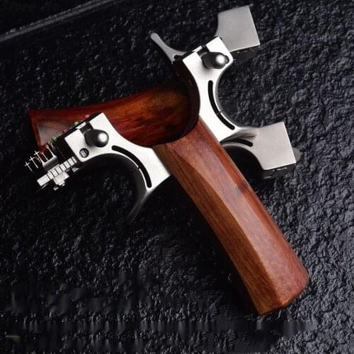 Professional Hunting Slingshot Stainless Steel Catapult +Wood Handle with Rubber Band Outdoor Shooting Game Sling Shot