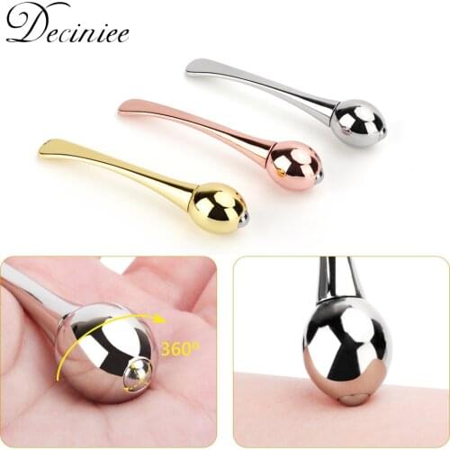 1pc Eye Roller Massage Stick Eye Cream Applicator Cosmetic Spatulas Anti Wrinkle Facial Spoon Gold Alloy Face Thining Care Tool