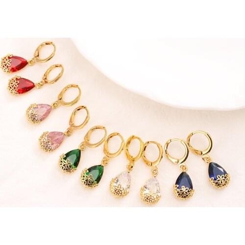 Crystal cz waterdrop earring Ethiopian/Nigeria/Kenya /Ghana Gold color Dubai african Arab Middle Eastern Jewelry Mom Gifts