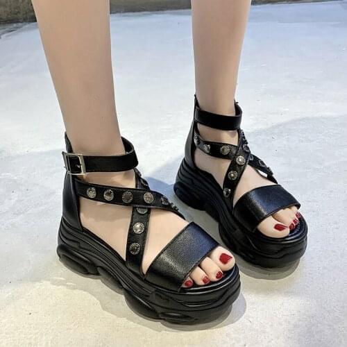 Fashion Rivet Buckle Strap Gladiator Sandals Women Summer Wedges Platform Shoes Woman 2021 Plus Size Chunky Sandals Lady