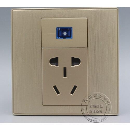 SC Optical Fiber & Five Hole Power Socket Outlet Panel Faceplate Home Adapter