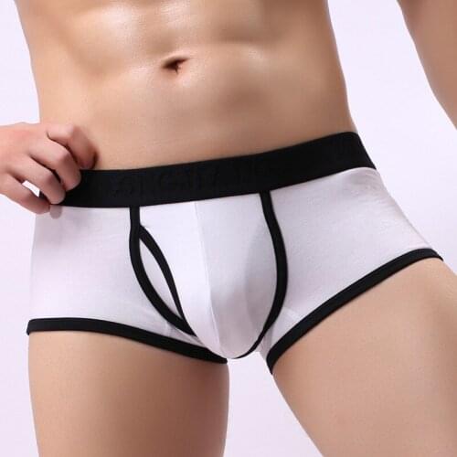 Sexy Men Underwear Cotton Boxers Shorts Man Mid-waist Panties Patchwoke Breathable U Convex Pouch Underpants Cuecas S-XL