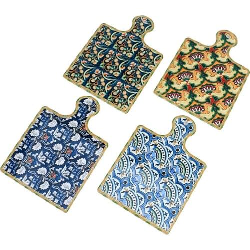 Moroccan Style Vintage Patterns Ceramic Placemat Pot Mat Plate Bowl Insulation Mat Coaster Simple Placemat for Dining Table