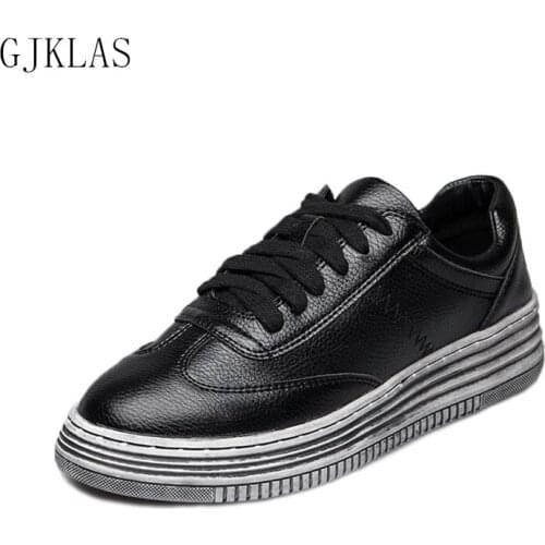 Platform Casual Shoes Women Size 41 Pink Black White Leather Shoes Woman Flat Sport Shoes Light Soft Thick Comfortable Breathabl