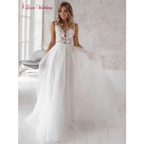 Vestidos De Novia White Sleeveless Lace Wedding Dress Strapless V Neck 3D Aplliques Pattern Sheer Women Princess Wedding Gown