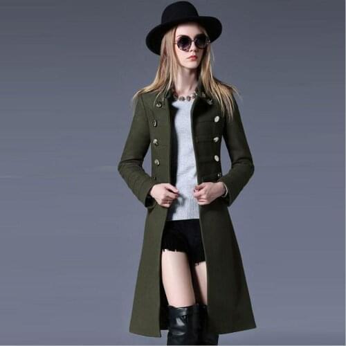 Woolen Womens Coat New 2021 Woolen Jacket Women Clothes Long Slim Thickening Warm Pakra Female Jackets Black Red