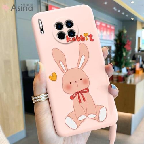 ASINA Liquid Silicone Case For Huawei Mate 40 30 20 Pro Rabbit Bear Cover Bumper For Huawei Honor 30 10 20 8x 9x 9a Funda Coque