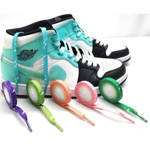 1 Pair Color Tie Dyed Shoelaces Canvas Leisure Time aj1 Air Force One Mens Sports Shoes Adaptation Womens Variegated Laces