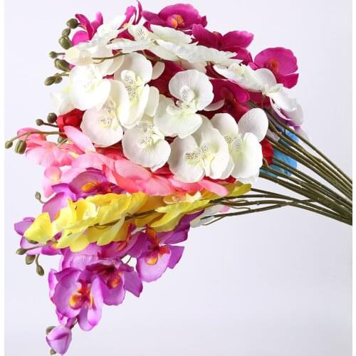 1Pc Artificial Phalaenopsis Silk White Orchid 6 Heads Flowers Butterfly Fake Flower For Wedding Home Festival Decorations