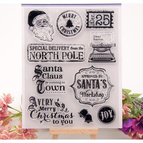 1pc Christmas Letters Transparent Clear Silicone Stamp Seal Cutting DIY Scrapbook Rubber Coloring Embossing Diary Decor Reusable