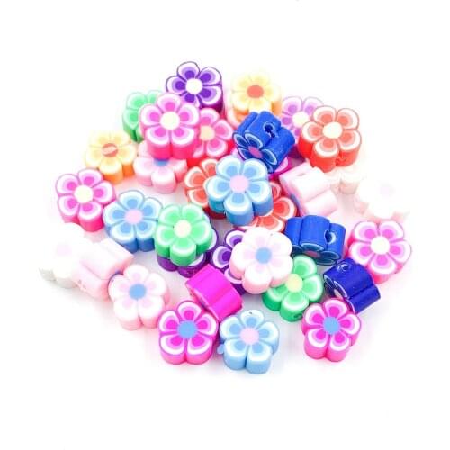 100pcs Colorful Loose Beads 10mm Flower Beads for Making Bracelet Necklace