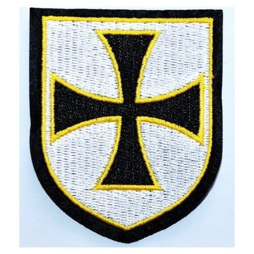 CROSS CHRIST KNIGHTS TEMPLAR SHIELD Black White Yellow CHRISTIAN Logo iron on PATCH (Size is about 5.7 * 7 cm)