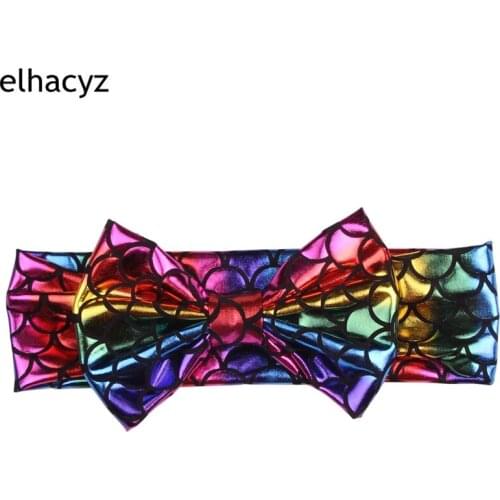 1PC Retail New Chic Girl 5" Printed Hair Bow Headband Mermaid DIY Hair Accessories for Kids Headwrap Headwear Women Party Wear