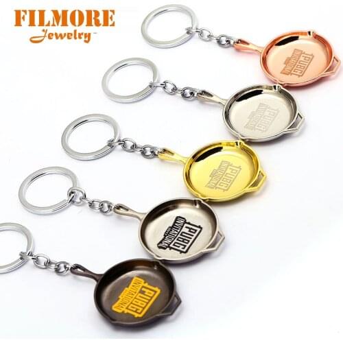 5 Colors High Quality Playerunknowns Battlegrounds Keychain PUBG Key Ring Champion Pot Metal Pendant Keychain Women Men
