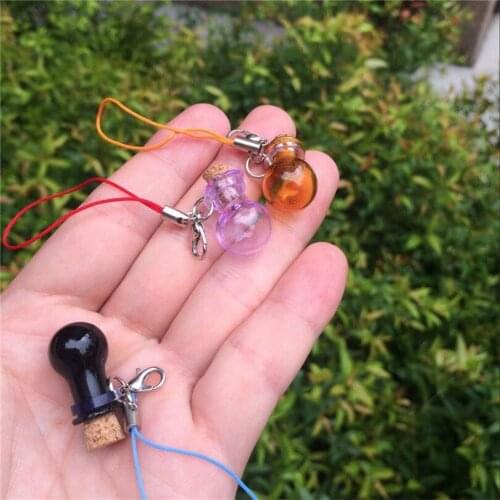 70pcs Mini Glass Round Bottles Chain Hanging Decorations Glass Ball Bottles Corks Vial Arts Jars Decoration Craft Mix Colors