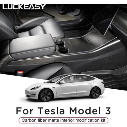 LUCKEASY Car Accessories Interior For Tesla Model 3 2017-2020 Matte Carbon fiber window button/center control/Dashboard patch