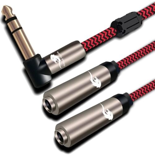 Hifi Audio Cable Angled Stereo 1/4" Jack 6.35mm Male to Dual MONO 6.35mm Female Audio Cable Hifi Mixing Console 1M 2M 3M 5M 8M