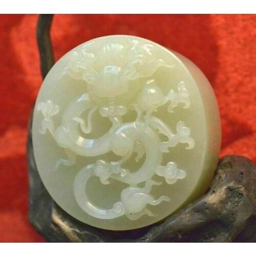 Big Treasure Royal Certificated Hetian White Jade Celetial Dragon&Phoenix Pei Carving FTTT Timestown 20201126A