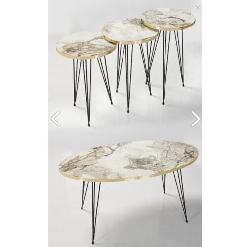 Black Marble Pattern Metal Toe Medium Coffee Table