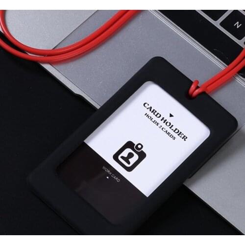 ID Card Sign Holder With Silica Gel Lanyard Badges Set Credential Holder Name Tag Stationery Organizer Photocard Badge