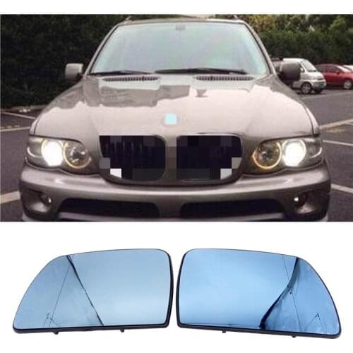For BMW X5 E53 99-06 3.0i 4.4i Car-styling Rearview Mirror Heating L+R Door Wing Mirror Glass Heated Blue Left Right Side 1Pair