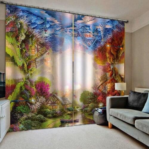 Uropean Curtains Photo Painted 3D Curtain Living room painting landscape curtains Drapes Cortinas
