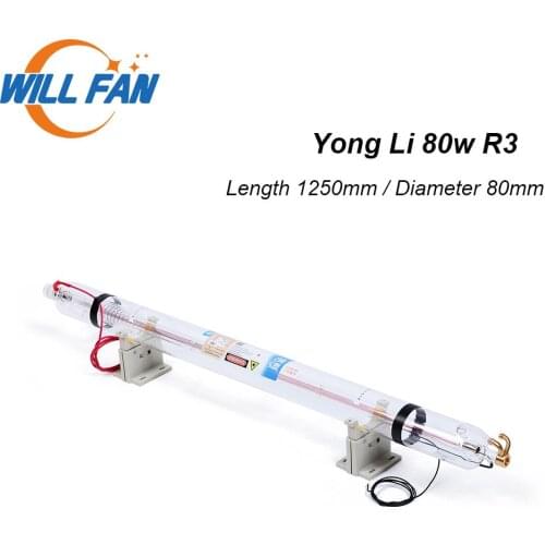 Will Fan Yong Li R3 80W Co2 Laser Tube Length 1250mm Diameter 80mm Fo2 Co2 Laser Engraving Cutter Machine . 80W Laser Lamp