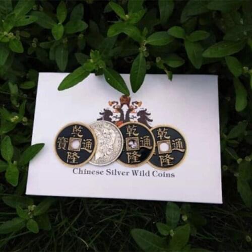Chinese Silver Wild Coins Magic Tricks Stage Close Up Magia Three to One Coin Change Magie Illusions Gimmick Props Accessories