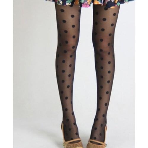 Japan Style Dot Patterned Women Pantyhose Fashion Sweet Girl Black Sexy Tights Female Stocking Transparent Silk Tights