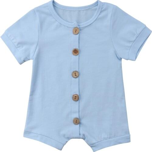 2019 Rompers Newborn Baby Girls Boys Summer Short Sleeve Button Cotton Romper Jumpsuit Outfits Casual Clothes Baby Clothes