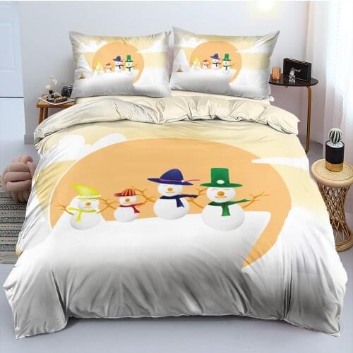 Duvet Cover and Pillowcase(s) Set Snowmen Christmas Cream King/Queen Quilt Covers Pillowcase Bedding Sets Bed Linen Beddings