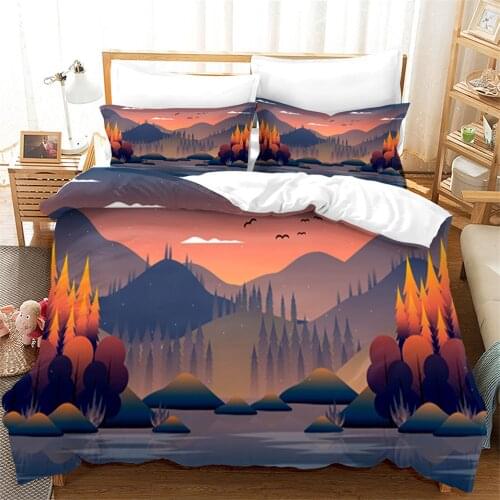 Art Mountain Duvet Cover Colorful Home Decoration Bedding Comforter Set Abstract Aqua Teel Blue Quilt Cover Queen King Size