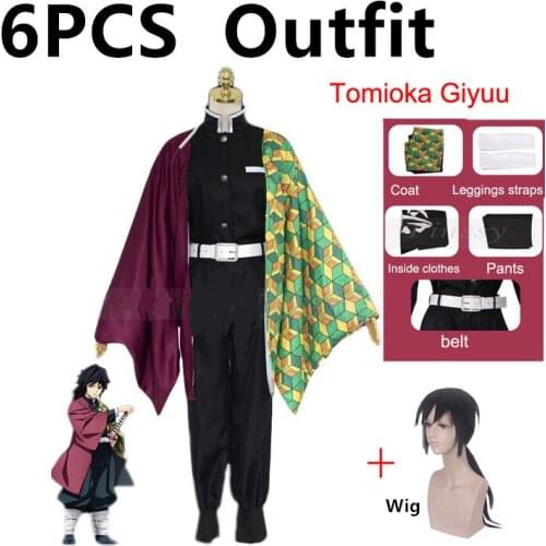 Adult and Kids Anime Demon Slayer Cosplay Costume Tomioka Giyuu Kimetsu no Yaiba Cosplay Costume Men Kimono Green Uniform