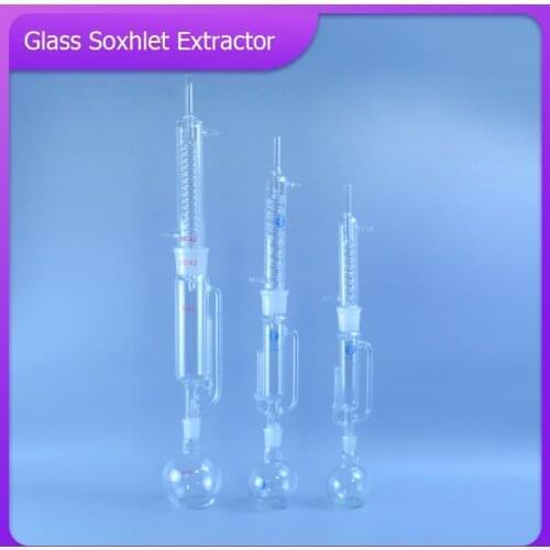 High-quality 150ml/250ml/500ml Lab Glass Soxhlet Extractor condenser and extractor body with coiled/bulbed,Lab Glassware Kit