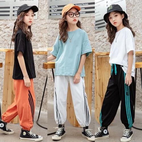 Girls' summer suit 2021 new childrens sports clothing summer big child Outfits 6 7 8 9 10 12 Years Girls Clothing Suits