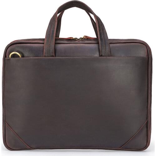 Luufan Genuine Leather Briefcase Business Messenger Bags Handbag Male Vintage Shoulder Bag Mens Large Laptop Tote Travel Bags