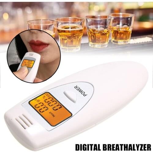 MAYITY 1PC White LCD Display Digital Breath Alcohol Tester Inhaler Alcohol Meters Breathalyser Detector Test Analyzer Portable