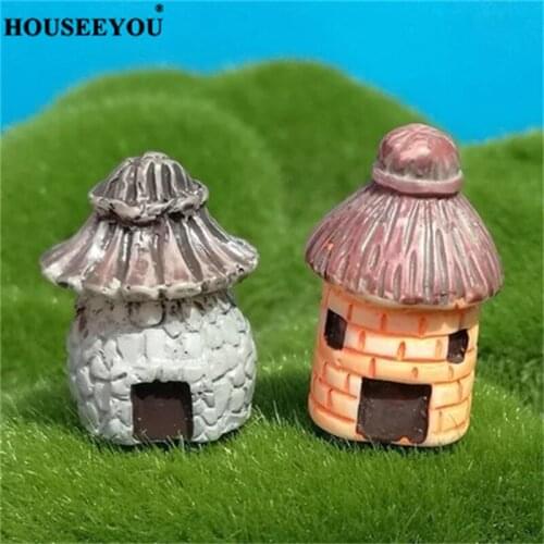 5PCS/Lot Miniature Micro Landscape Fairy Cottage Decor Resin mini House Garden Ornament Home Decoration Cartoon Craft