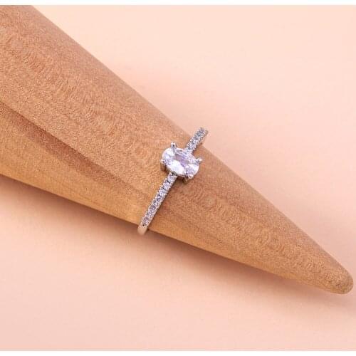 Fashion Trendy Rhinestone Oval Zircon Pave Ring Luxury Designer Jewelry for Women Party Gift Open Rings