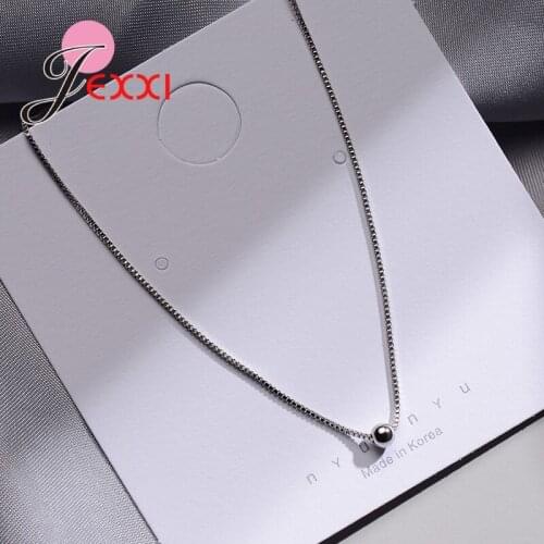 New Arrivals Trendy Simple Bead Pendant Necklaces 925 Sterling Silver Round Jewelry For Women Girls Party Birthday Gift