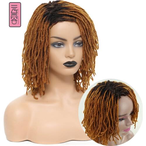 10Inches Dreadlock Wig Synthetic Hair Wigs For Woman Sister Locs Curly Ends Soft Faux Locs Braiding Crochet Twist Hair YunRong