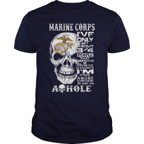 Individualization Graphic Phrase Printed Marine Corps Skull T-Shirt. Summer Cotton O-Neck Short Sleeve Mens T Shirt New S-3XL