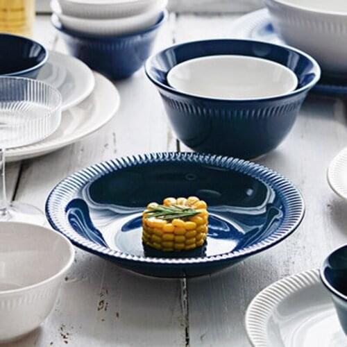 Simple plate dish plate ceramic dinner plate household salad bowl breakfast plate western dinner plate cutlery set