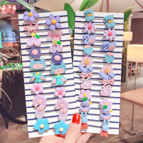 20/40PCS/Set New Girls Cute Colorful Cartoon Scrunchies Ponytail Holder Hair Bands Kids Lovely Headband Fashion Hair Accessories