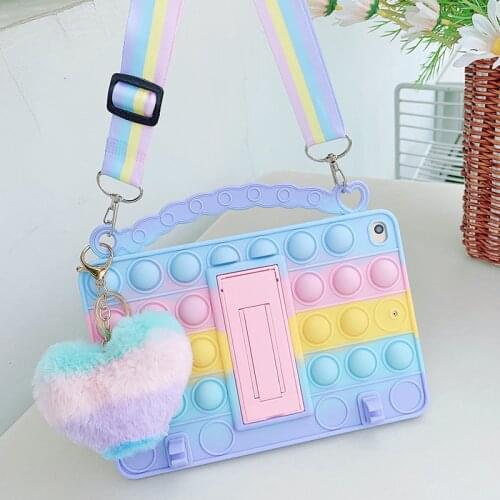 For iPad Mini 5 4 3 2 Air 4 1 10.5 10.9 10.2 2019 2020 Pro 11 2018 9.7 2017 Reliver Stress Rainbow Beans Holder Silicone Cover