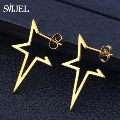 SMJEL Star Earrings Punk Stud Earring Rose Gold Color Earings Stainless Steel Earrings For Women Jewelry Wholesale Studs